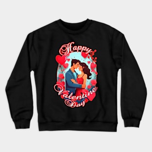 Happy Valentines day couple Crewneck Sweatshirt